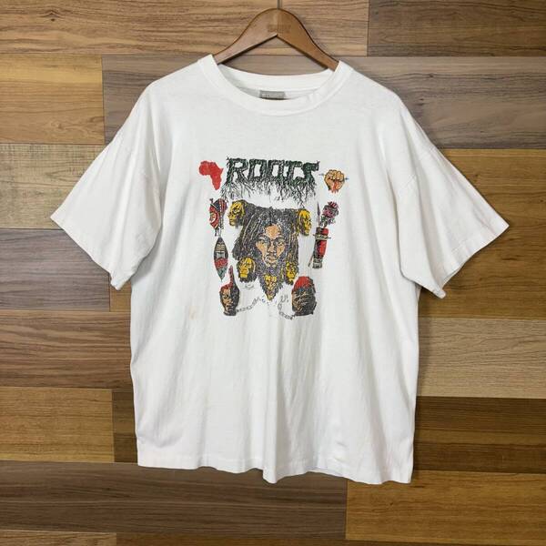 90s ROOTS T-sh Tシャツ サイズ メンズ L シングルステッチ 90年代 VINTAGE ビンテージ ヴィンテージ ストリート アメカジ 古着 r25060680