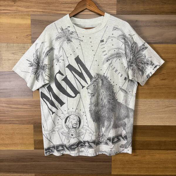 90s MGM オールオーバー 総柄 T-sh Tシャツ サイズ メンズ L位 シングルステッチ 90年代 VINTAGE ビンテージ ヴィンテージ 古着 r25062715
