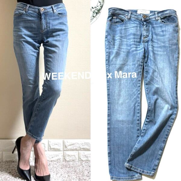 Weekend Max Mara WEEKEND MAX MARA ウィークエンド マックスマーラ 美脚 ヴィンテージ デニム パンツ 36 SM 蝶 クロップドデニム