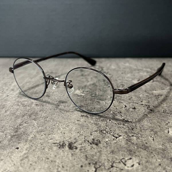 ◆JINS ジンズ 老眼鏡 ラウンド柄 眼鏡フレーム メガネ FRD-23S-012AQ 2.00D 45□22-151 ブラウン