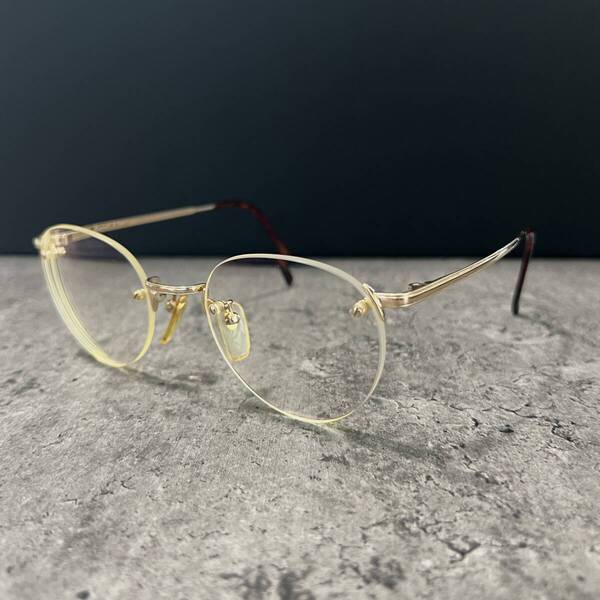 ◆BAUCH&LOMB ボシュロム社 眼鏡フレーム メガネツーポイント リムレス 縁無し ゴールド 062 52□21-140 メンズ レディース ヴィンテージ