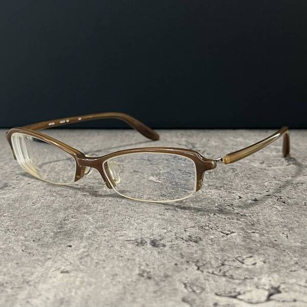 ◆999.9 フォーナインズ 眼鏡フレーム メガネ NPN-901 54□18-138 ハーフリム ブラウン eyewear 日本製 MADE IN JAPAN