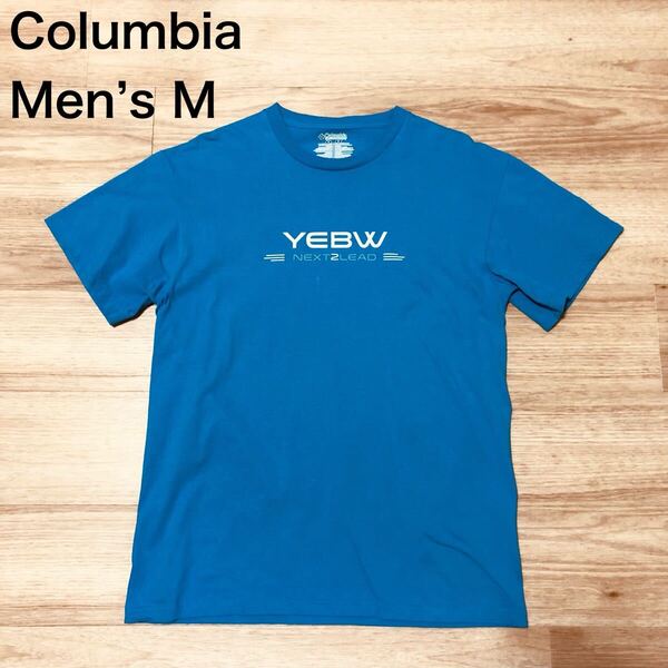 【送料無料】Columbia半袖Tシャツ 青水色系 メンズMサイズ コロンビアアウトドア登山