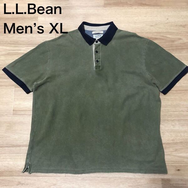 【送料無料】L.L.Bean半袖ポロシャツ オリーブ系 メンズXLサイズ エルエルビーンアウトドア登山