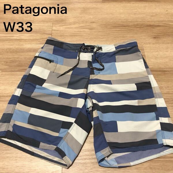 【送料無料】Patagoniaハーフパンツ チェック柄 メンズw33サイズ パタゴニアショートパンツショーツボトムスアウトドア登山