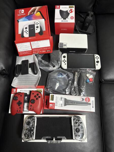 Nintendo switch有機ELモデル、ホワイト☆SD512gb☆グリップコントローラ☆カラオケマイク☆その他セット