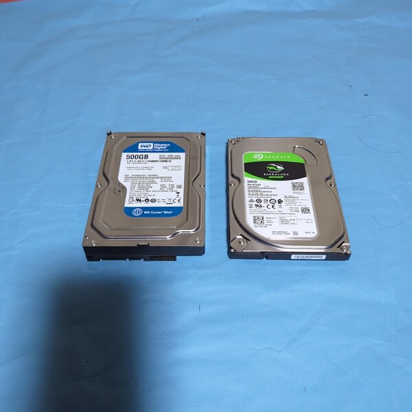中古 WD SEGATE 500GB×2台 HDD WD使用時間34253 SEGATE使用時間15620