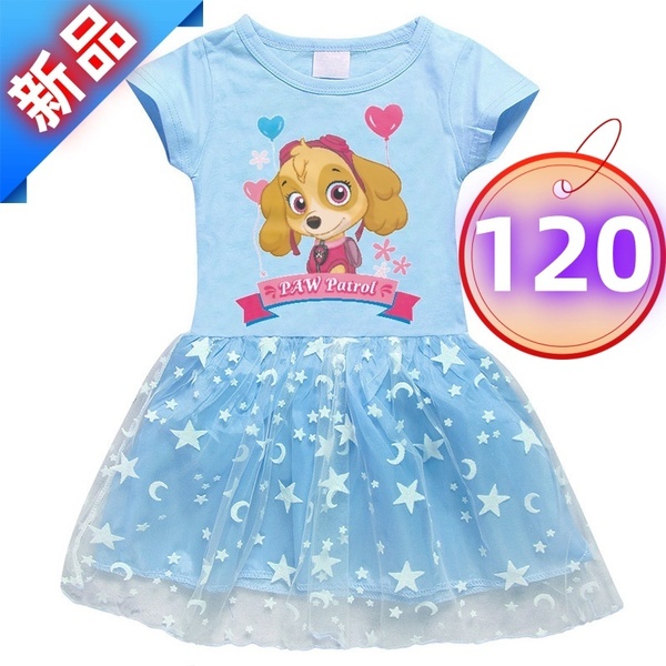 ☆新品☆パウパトロール ワンピース プリンセス 女の子 半袖ワンピース ブルー 120cm