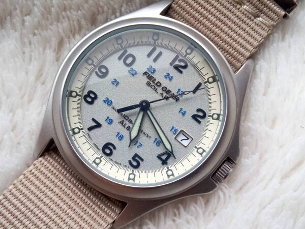美品 SEIKO ALBA セイコー アルバ フィールドギア ソーラー メンズ腕時計 ミリタリー