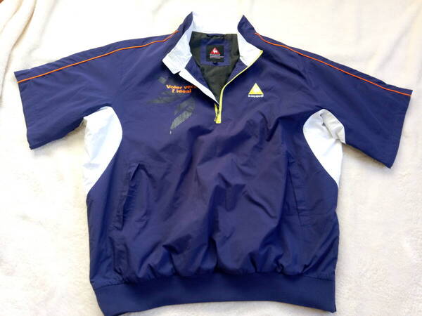 超美品 ルコックゴルフ DESCENTE 半袖ハーフジップブルゾン 薄手中綿 メンズLL大きなサイズ