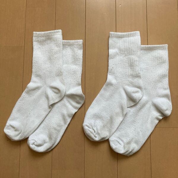 送料込 スクールソックス 白 22〜24センチ 中学生 高校生 クリーニング済み 靴下