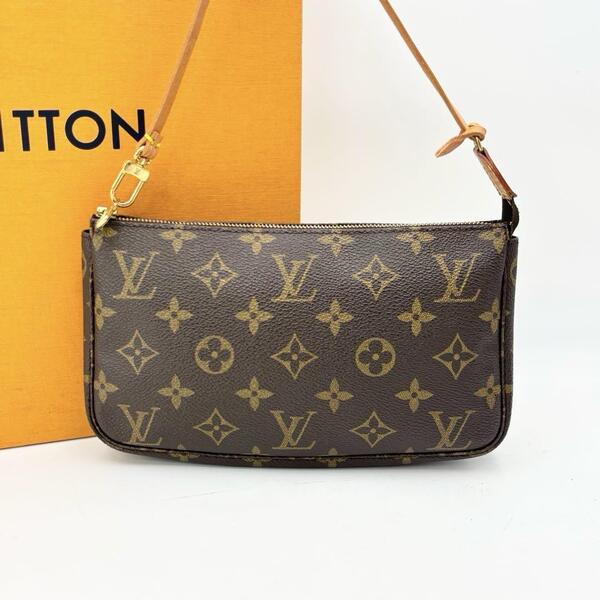 LOUIS VUITTON ルイヴィトン ポシェット アクセソワール アクセサリーポーチ ハンドバッグ ブラウン レザー