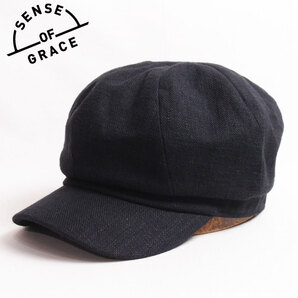 新品 SENSE OF GRACE コットンリネンキャスケット ブラック フリー