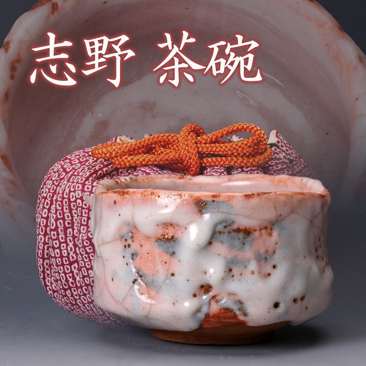 茶道具 志野焼 茶碗 仕覆付 表千家十三代即中斎極箱 D R4955