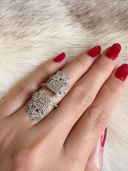 ★極美品★ スタイリッシュ 天然ダイヤモンド 1.50ct K18WG デザインリング 18金ホワイトゴールド 指輪