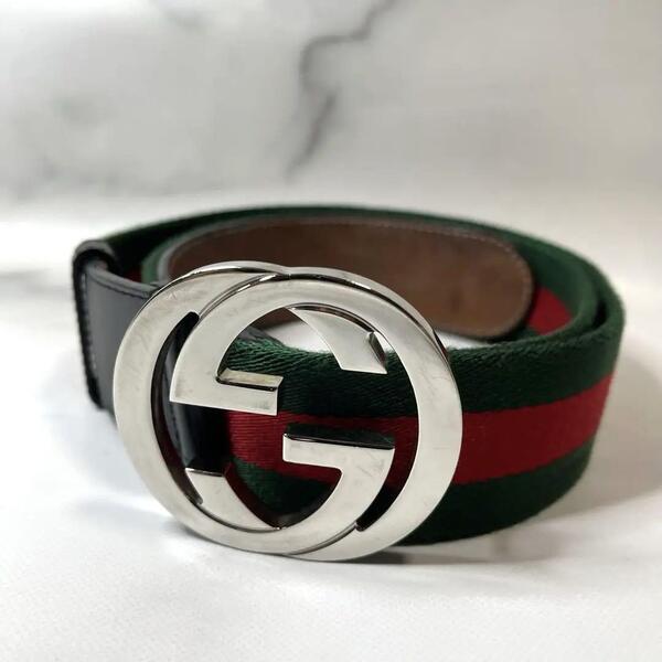 【希少】GUCCI グッチ GGモーメント シルバー金具 シェリーライン ベルト バックル レザー ブラック メンズ レディース 411924