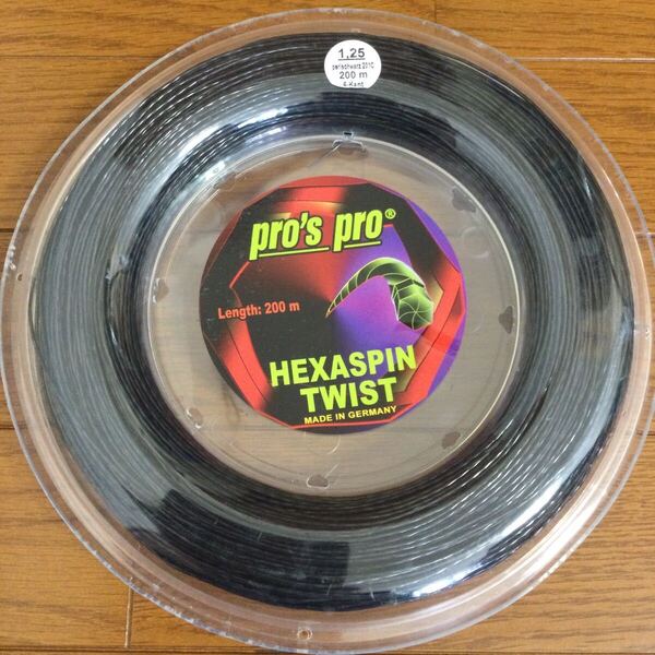 pro's pro HEXASPIN TWIST(ブラック) 1.25mm 200m テニスロールガット