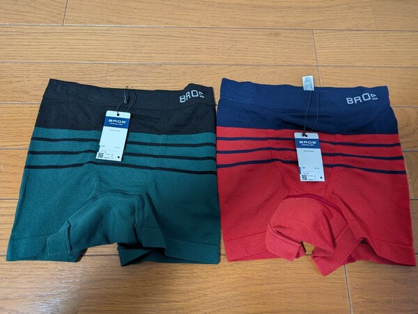 (2枚セット) S-LL BROS ボクサーパンツ 黒×緑 青×赤 フリーサイズ ボーダー柄 ワコール ブロス WACOAL MEN 5