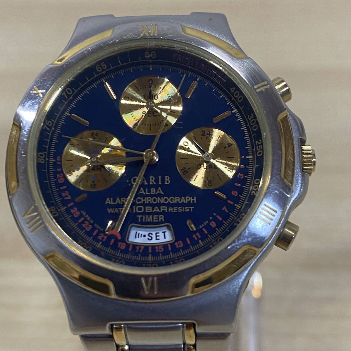 希少 ALBA アルバ カリブ クロノグラフ 美品 稼働品 Yahoo!オークション -「seiko alba carib」の落札相場・落札価格