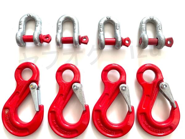 送料無料 アイフック ラッチ付1.12t シャックル 1t 吊具 チェーン スリング ワイヤー 1トン シャコ 玉掛け けん引 牽引!