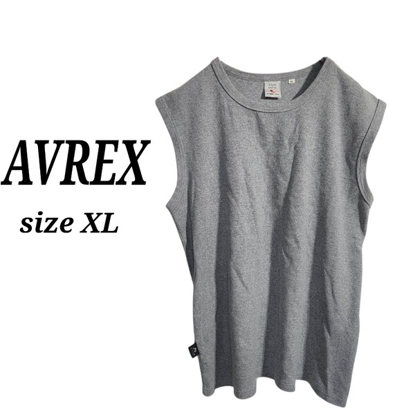 AVIREX USA ノースリーブ サーマルシャツ タンクトップ ランニング 袖なし 灰色 グレー メンズXL オーバーサイズ ビッグシルエット90s