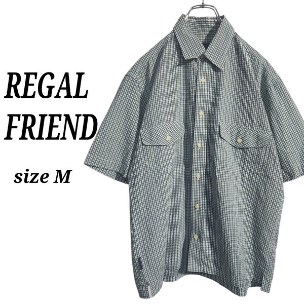 REGAL FRIEND リーガルフレンド ショートスリーブ チェックシャツ 半袖 緑 メンズ M オーバーサイズ ビッグシルエット 90s