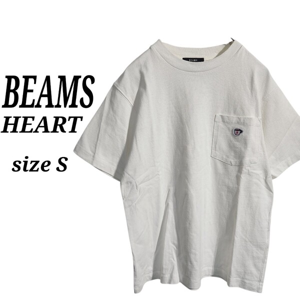 BEAMS ビームス 半袖Tシャツ 刺繍ワンポイント 胸ポケット 無地 白 メンズ S オーバーサイズ ビッグシルエット 90s