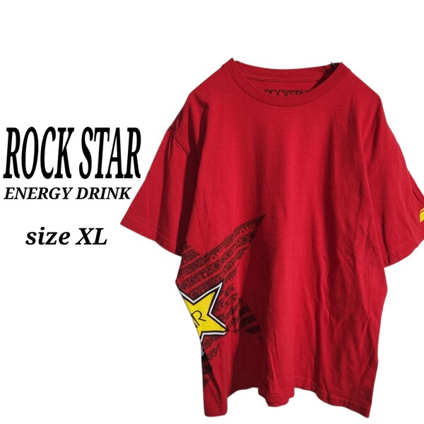 ROCKSTAR ENERGY DRINK ショートスリーブ イベント プリントTシャツ 半袖 キャンペーン 赤 サイズ XL オーバーサイズ ビッグシルエット 90s