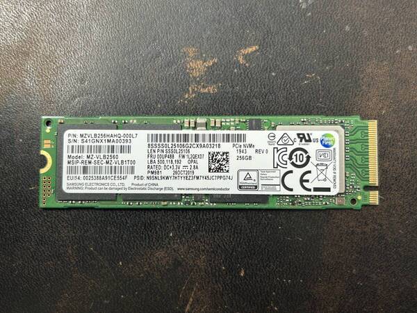 ②SAMSUNG MZVLB256HAHQ-000L7 256GB SSD M.2 ■正常判定 ■送料無料