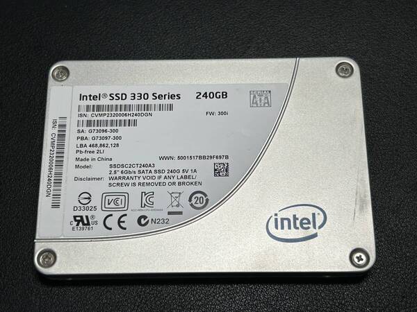 『正常』判定 Intel SSD 330 Series 240GB 2.5inch SSD SATA Note-PC用 ■動作確認済 ■送料無料