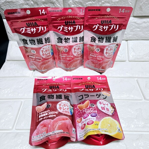 UHA味覚糖 グミサプリ 食物繊維 14日分×4袋 コラーゲン 14日分