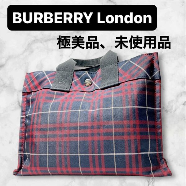 BURBERRY チェック柄 トートバッグ レッド系 ノバチェック 赤 黒 ハンドバッグ バーバリー