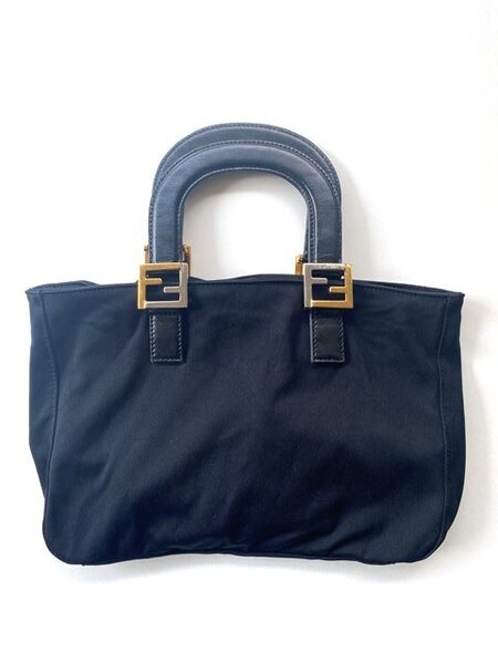 【即決】 FENDI フェンディ ハンドバッグ 26329 ナイロン系 黒 ブラック ミニトートバッグ ポーチ付き Fロゴ