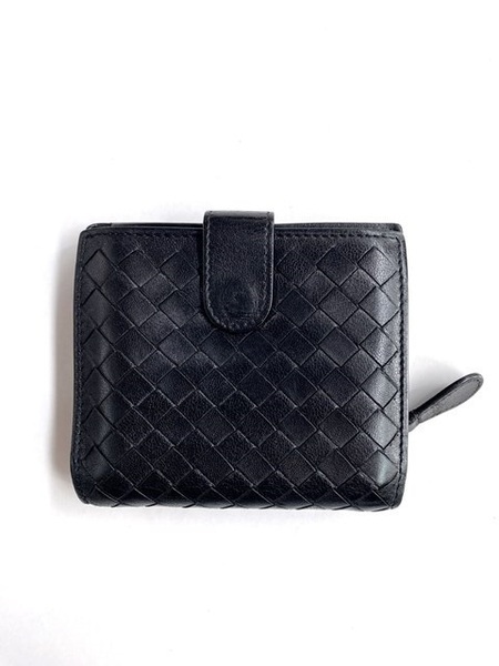 【即決】 BOTTEGA VENETA ボッテガヴェネタ 折り財布 イントレチャート ブラック 黒 コンパクトウォレット レザー