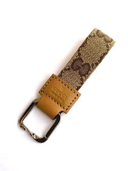 【即決/美品】 GUCCI グッチ GGキャンバス キーリング キーホルダー 小物 キーチャーム ベージュ ブラウン