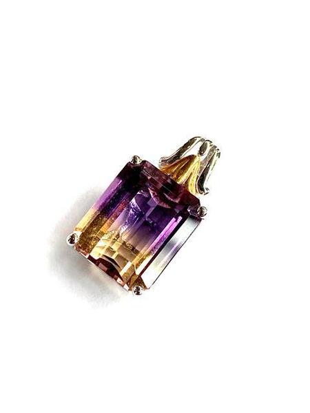 【即決】 K18 アメトリン ペンダントトップ 宝石 ジュエリー バイカラー ホワイトゴールド イエローゴールド WG YG アクセサリー 3.5g
