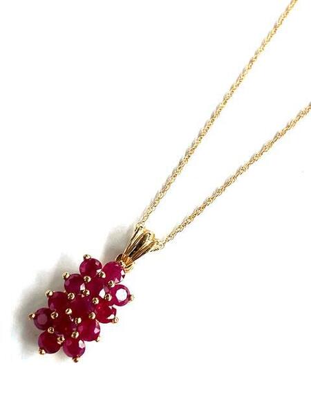 【即決/40cm】 10K 14K 585 ルビー ペンダントトップ ネックレス 宝石 ジュエリー 13ポイント K14 K10 ゴールド 2.2g