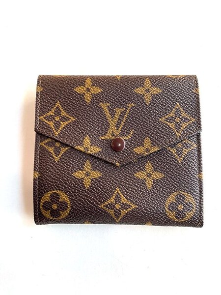 【即決/美品】 LOUIS VUITTON ルイヴィトン ポルトモネ・ビエ カルトクレディ モノグラム M61660 旧型 874AN 三つ折り財布 茶 ブラウン