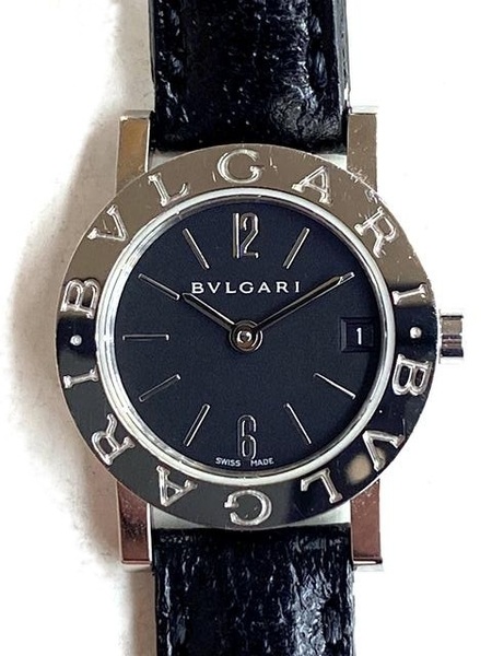【即決/稼働】 BVLGARI ブルガリ ブルガリブルガリ BB23SL 黒文字盤 ブラック SS ステンレス 本革 レザー 女性用腕時計 クオーツ 電池式