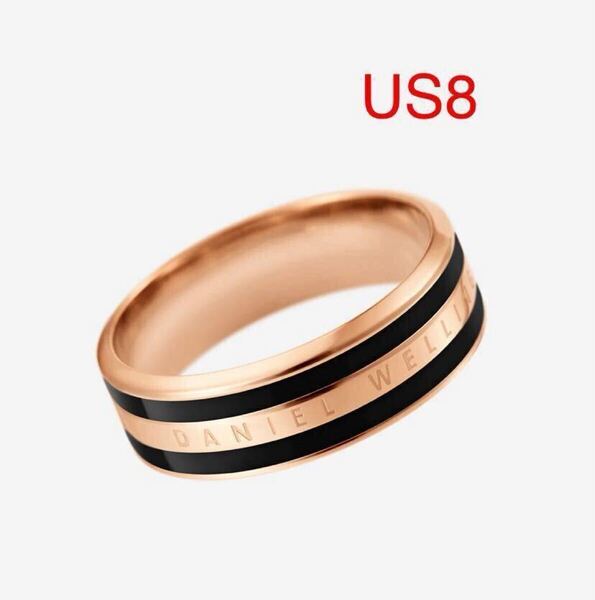 新品未使用 Daniel Wellington ダニエルウェリントン リング 指輪 EMALIE RING US8 日本サイズ16号 ローズゴールドxブラック