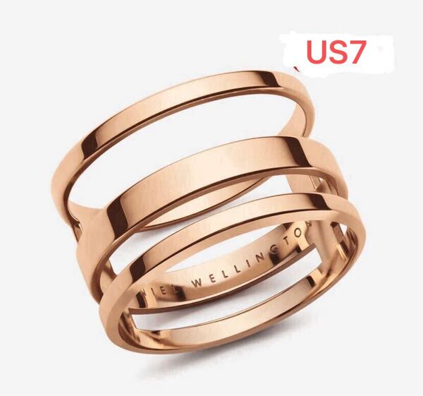 新品未使用 Daniel Wellington ダニエルウェリントン ELAN TRIAD RING US7 日本サイズ約13.5号 ゴールドピンク リング 指輪