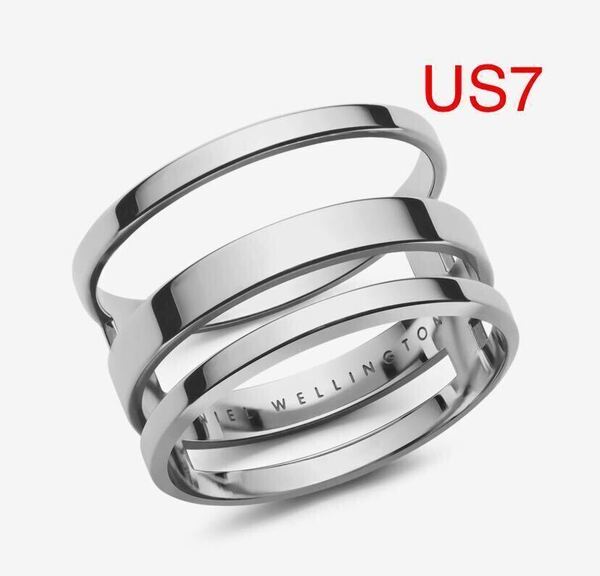 新品未使用 Daniel Wellington ダニエルウェリントン ELAN TRIAD RING US7 日本サイズ約13.5号 シルバー リング 指輪