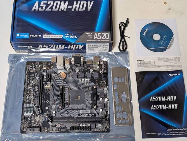 ASRock A520M-HDV MicroATX マザーボード中古 SocketAM4 MicroATX Windows11Pro