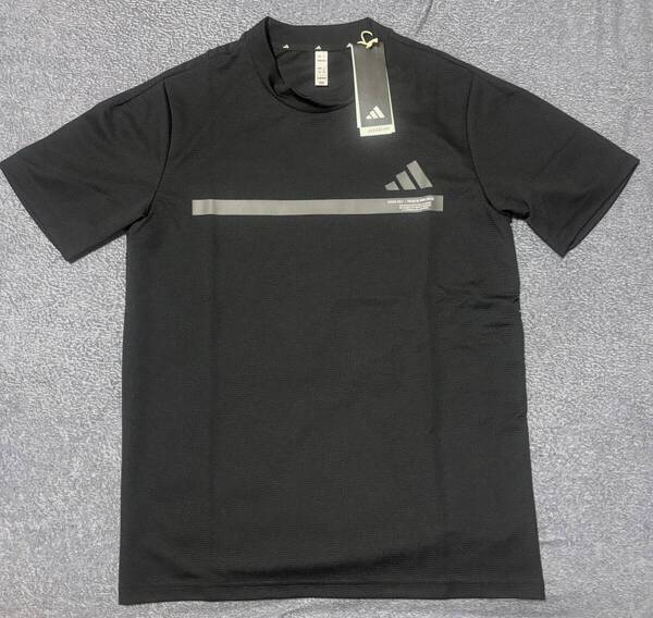 送料込★adidas GOLF ビックアディダスロゴ 半袖モックネックシャツ★M