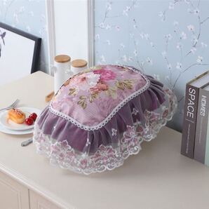 訳あり 炊飯器カバー マルチカバー 紫 刺繍 エレガント レースフリル ホコリ対策 傷防止 飾り インテリア