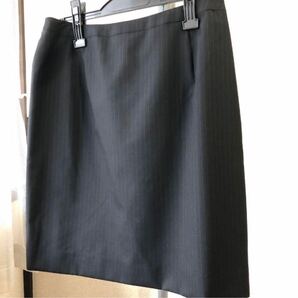 未使用 W73 タイト スカート 黒ストライプ 大きめ ALPHA CUBIC クロスプラス スーツ リクルート OL 通勤 就活 会社 事務 制服 レディース