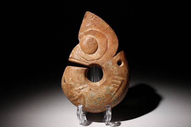 珍品 神官 遼西紅山文化 古玉細工彫 黒曜石 縁起物 パワーストーン