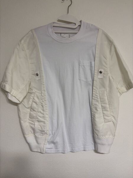sacai 24SS Nylon Twill x Cotton Jersey T-Shirt ホワイト サイズ:3