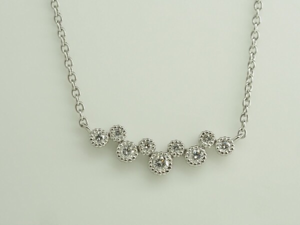 ●素敵なデザイン!無色透明!エステール天然ダイヤモンドネックレス K18WG D0.09ct