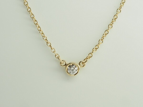 TIFFANY&Co. ティファニー バイザヤード天然ダイヤモンドネックレス 750YG K18YG ダイヤ直径3.3mm(枠込み)